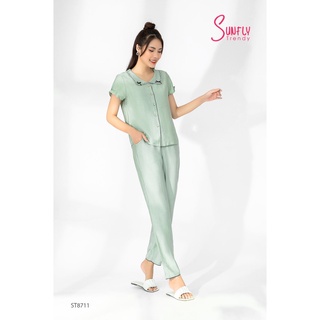 St8711 bộ pijamas sunfly linen áo cộc quần dài