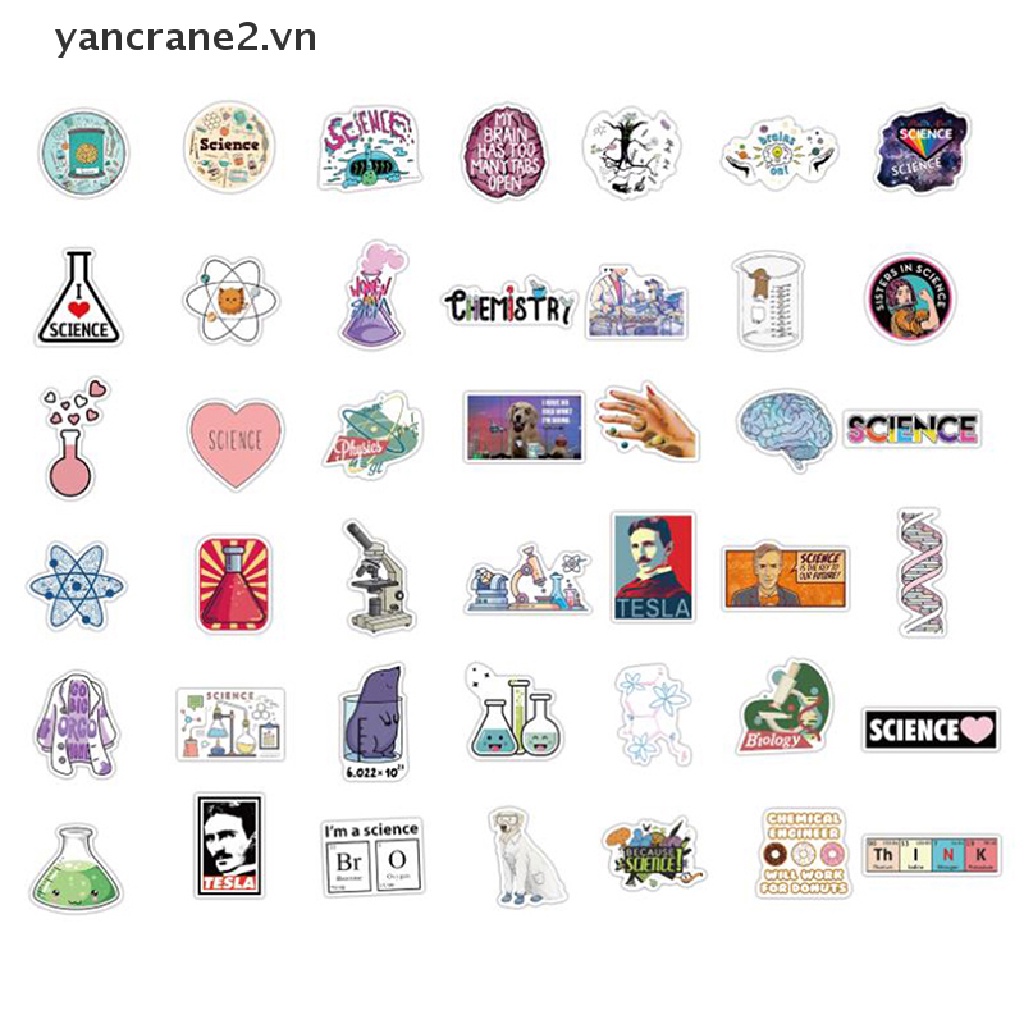 Set 100 Nhãn Dán Hóa Học Cho Laptop / Điện Thoại / Ván Trượt / Va Li