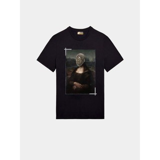 Áo thun cổ tròn unisex kleino masked monalisa - black