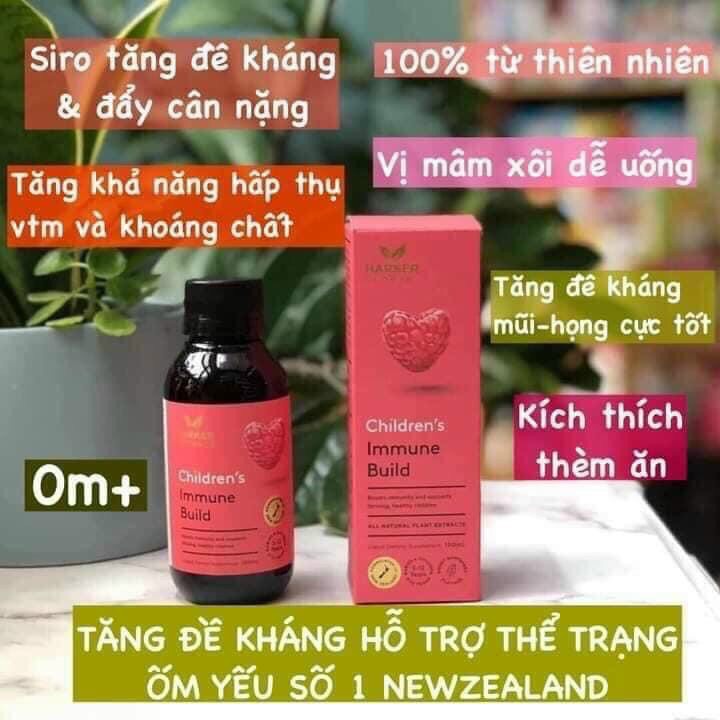 Siro Harker hồng Immune Build - tăng đề kháng + ăn ngon cho bé từ sơ sinh (150ml)