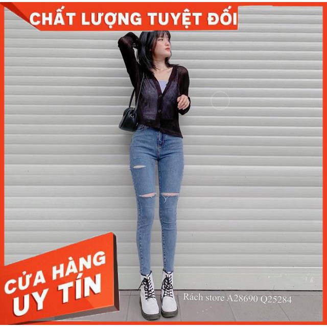 QUẦN SKINNY JEANS LƯNG CAO RÁCH CẮT- hình thật ảnh bìa | BigBuy360 - bigbuy360.vn
