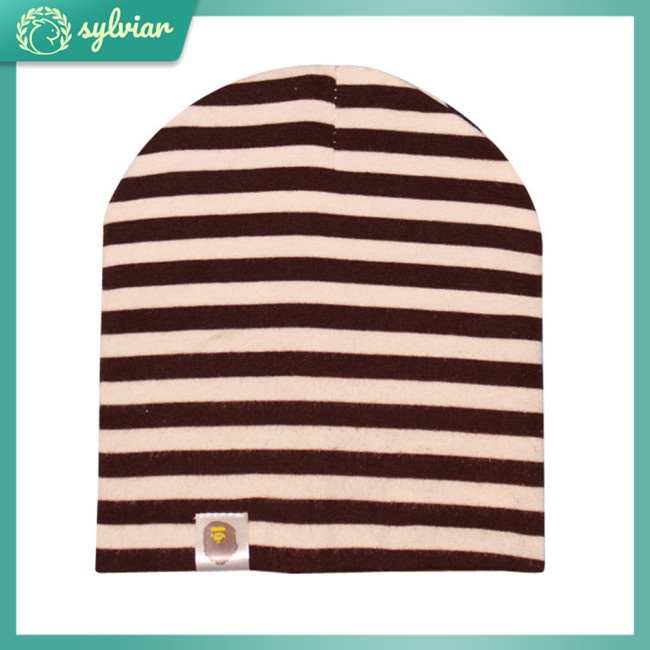 Mũ Beanie Cotton Dệt Kim Kẻ Sọc 3 Tuổi Thời Trang Xuân Thu Cho Bé