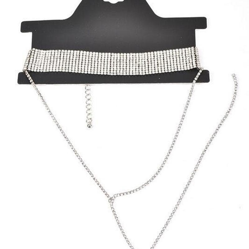 Dây chuyền đeo sát cổ phối tua rua dài đính kim cương sang trọng thời trang mùa hè cho nữ