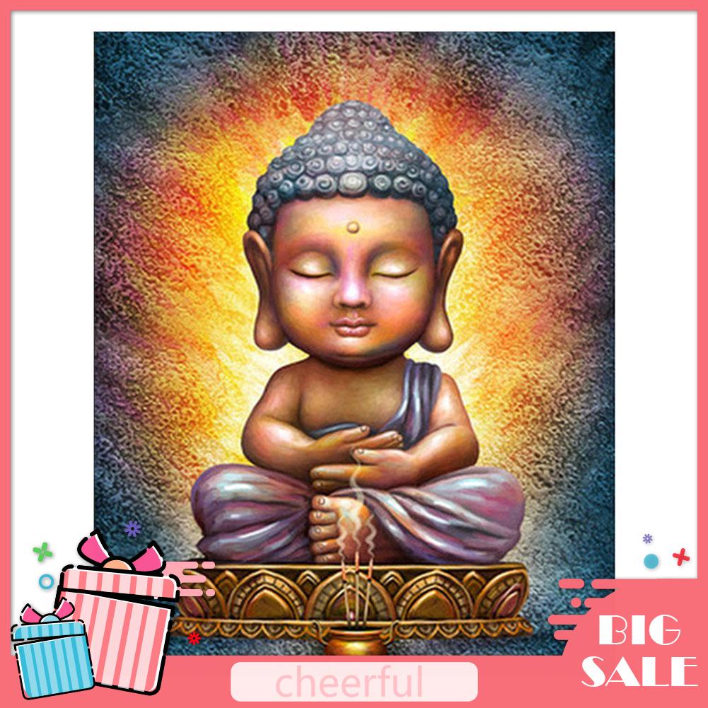 Tranh Thêu Chữ Thập Đính Đá Kim Cương 5d Hình Phật Giáo 36x30cm
