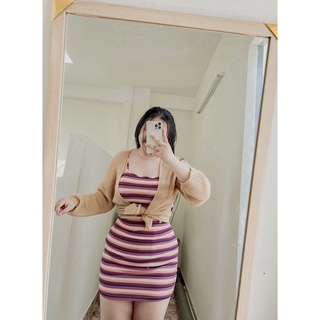 ĐẦM BODY SỌC 2 DÂY TÍM [ TNT SHOP BIGSIZE 60KG 90KG ]