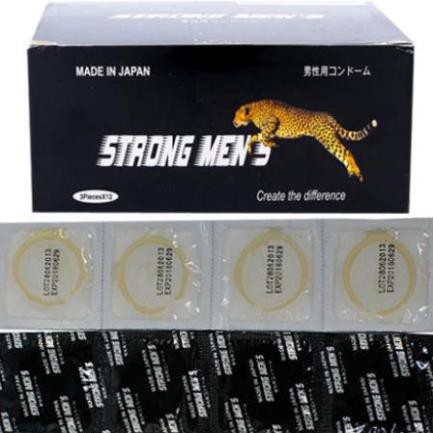 Bao cao su gân gai kéo dài thời gian hộp 12c Strongmen Nhật Bản