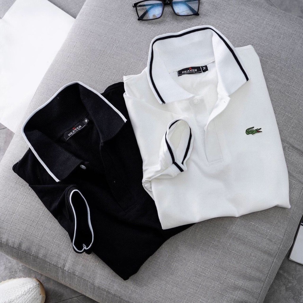 Áo phông nam có cổ polo cộc tay cao cấp Hamino vải thun cotton co giãn màu trắng đen E1 | BigBuy360 - bigbuy360.vn