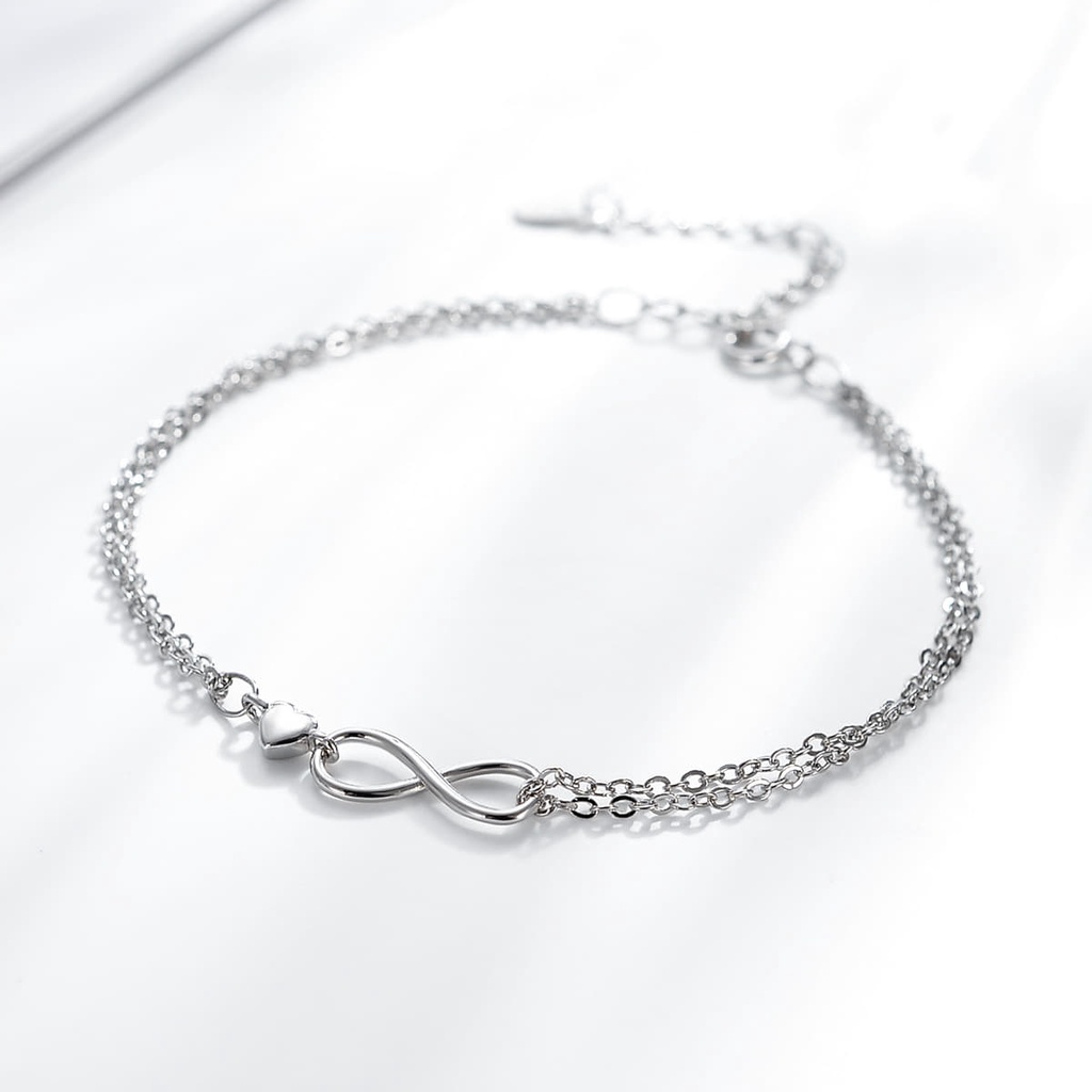 Vòng tay nữ Bảo Tín Silver, lắc tay bạc 925 xinh xắn với trái tim bắt mắt Jinny Silver