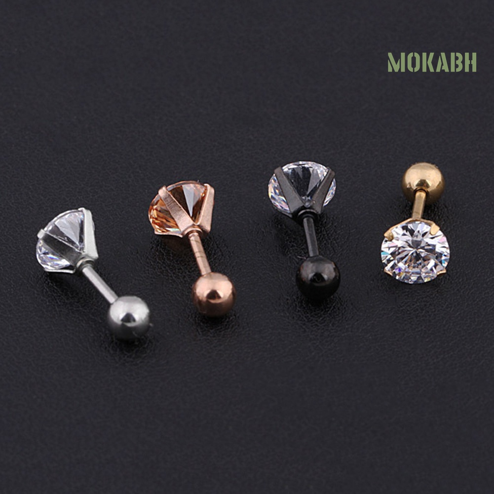 1 Đôi Bông Tai Thép Titan Dát Đá Zircon Thời Trang Unisex