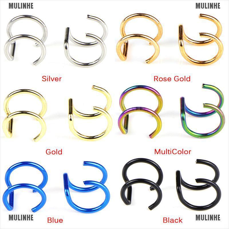 Set 2 Khuyên Mũi Kiểu Dáng Chữ U Cá Tính Dành Cho Cả Nam Và Nữ