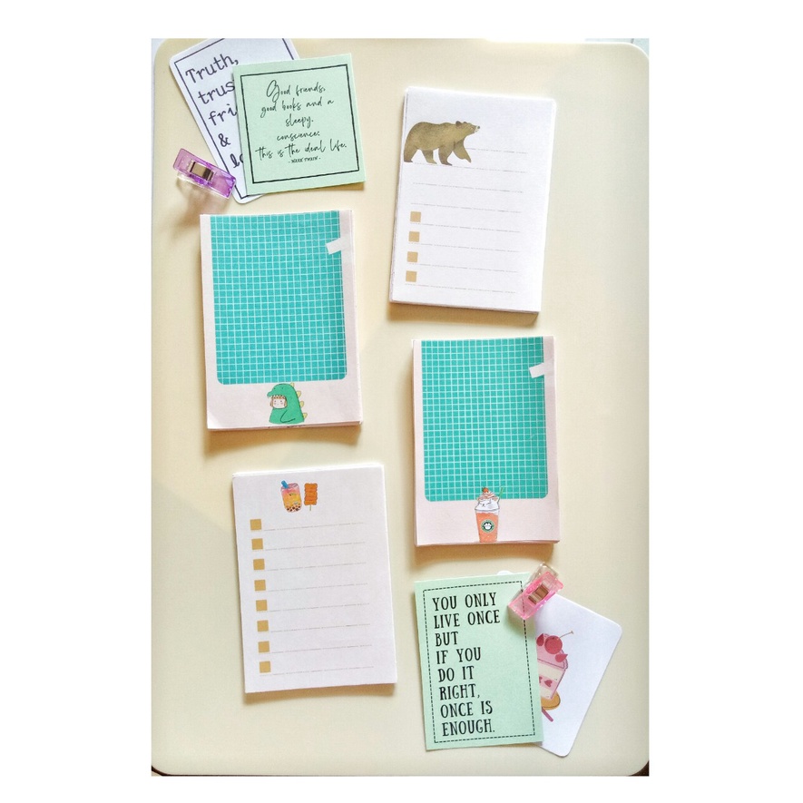 Tập 30 tờ giấy NOTE, giấy checklist, ghi chú phong cách dễ thương, anime, giấy ghi chú không keo dính