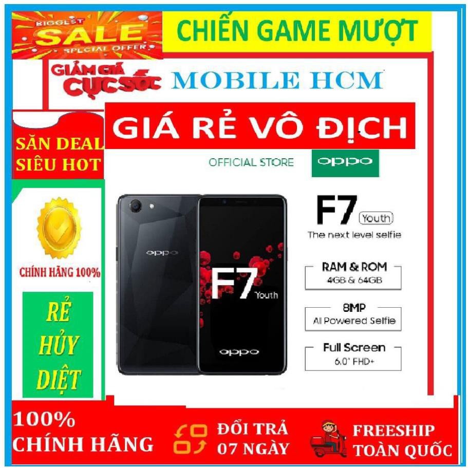 điện thoại OPPO F7 CHÍNH HÃNG 2sim ram 4G/64G mới, Chơi PUBG-FREE FIRE mượt