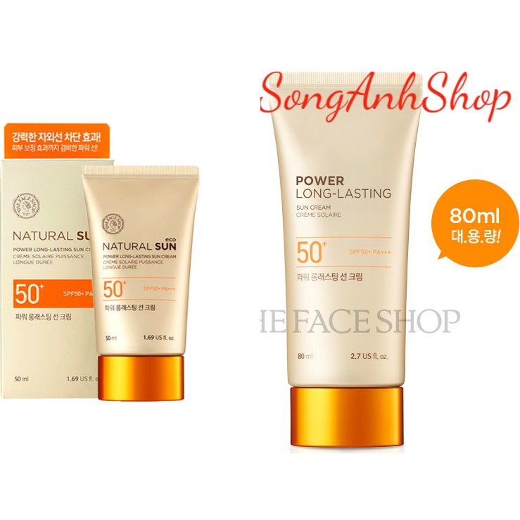 Kem chống nắng chống thấm nước Power Long Lasting Sun Cream 50m/80ml