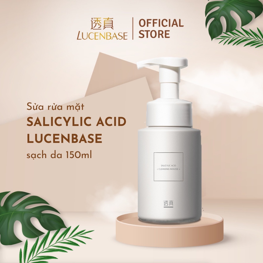 Sữa rữa mặt tạo bọt  lucenbase Axit Salicylic kiềm dầu, giảm mụn đầu đen, mụn ẩn ,chính hãng Lucenbase 150ml