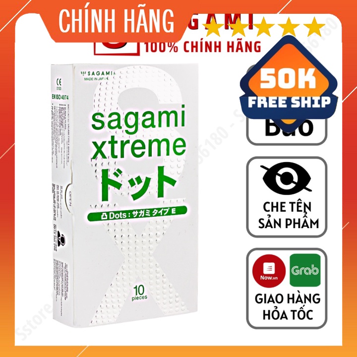 Bao Cao Su Sagami White Box – BCS Mỏng Có Gai Chấm Nổi Kéo Dài Thời Gian - Hộp 10 Chiếc BWB10