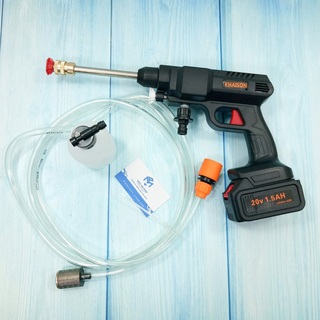 Máy xịt rửa đa năng rửa xe dùng pin KHAISON - Nghề Mộc