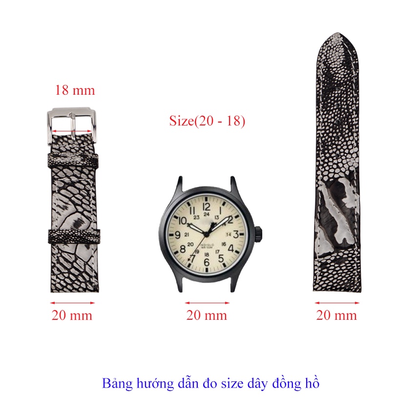 Dây Đồng Hồ Đà Điểu Wash Màu Xanh Lá MrFour | Watch Band - Watch Strap - Leather Watch