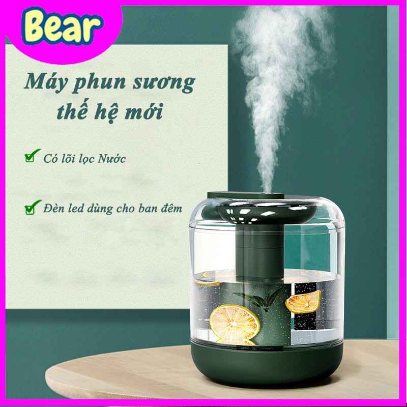 Máy Phun Sương Tạo Ẩm, Lọc Không Khí, để bàn phòng khách, phòng ngủ pin 2000mAh dùng 8h liên tục