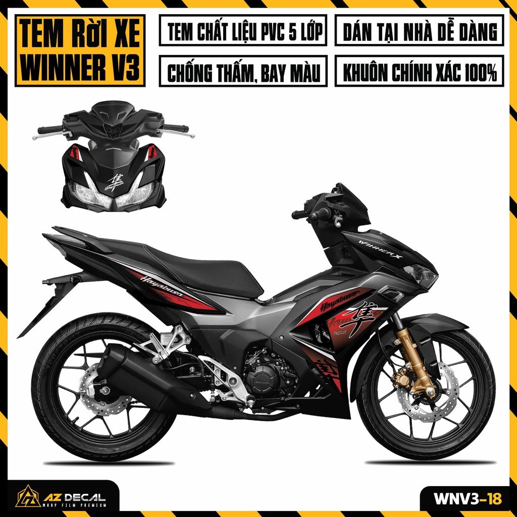 Tem Rời Xe Winner V3 Hayabusa | WNV3-18 | Decal Dán Winner X 2022 Cao Cấp, Cắt Khuôn Sẵn Dễ Dán, Chống Nước, Bền Màu