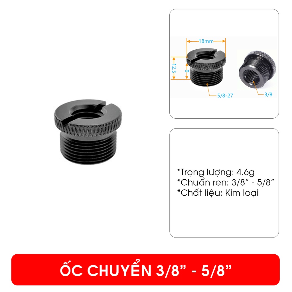 ỐC CHUYỂN REN 1/4 – 3/8 – 5/8 INCH CHO MÁY ẢNH