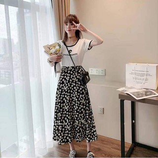 [sẵn] VÁY HAI DÂY HOA CÚC NHỎ