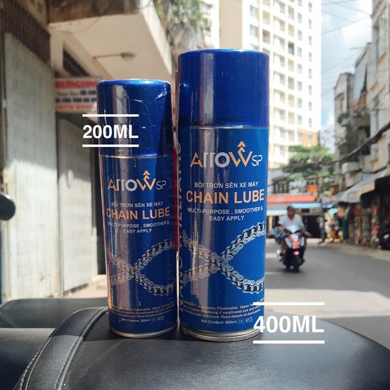 Xịt dưỡng sên Arrow Chain Lube 200ml - Tặng khăn lau xe 3M