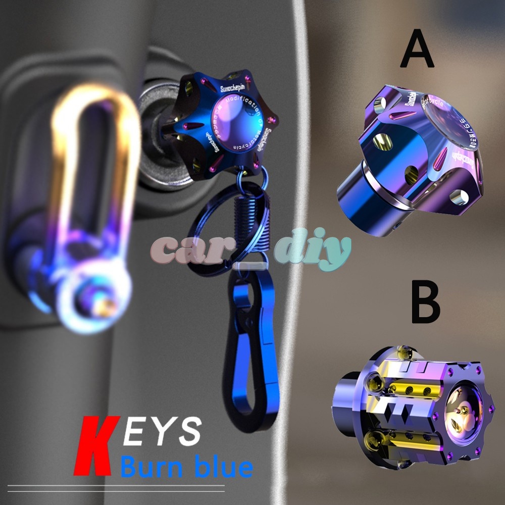 Vỏ Bọc Chìa Khóa CNC Bằng Titan Hình Lục Giác Màu Xanh Dương Cho Xe Mô Tô Cafe Racer