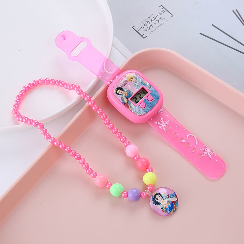Set Đồng Hồ Đeo Tay Và Vòng cổ Mặt Công Chúa Elsa Xinh Xắn Cho Bé Gái