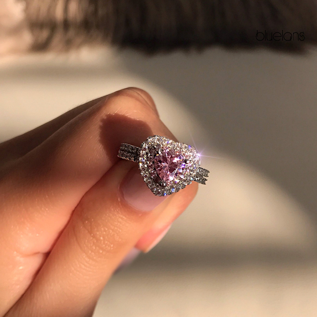 Nhẫn Bạch Kim Mạ Bạch Kim Đính Đá Zircon Toàn Diện