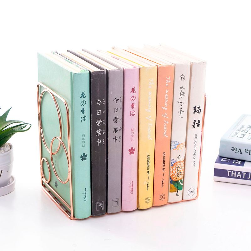 Bộ 2 Giá Đỡ Đầu Sách Hình Tròn Bằng Kim Loại Tiện Dụng Cho Văn Phòng