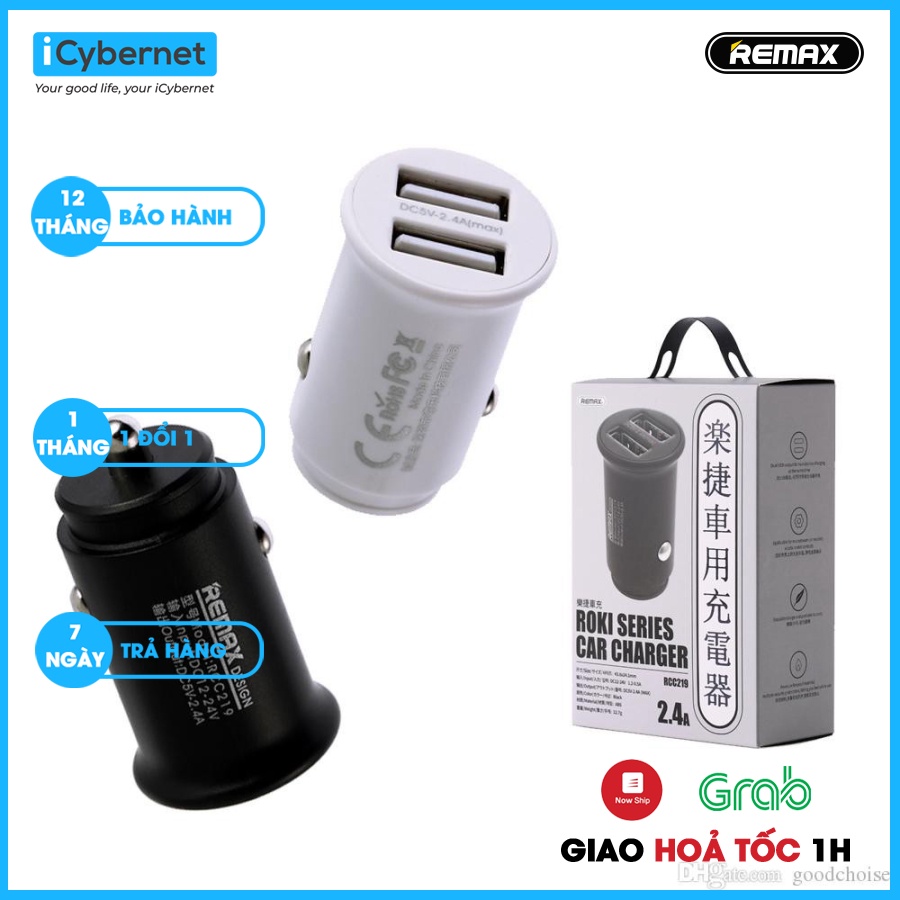 Củ sạc ô tô 2 cổng USB 2.4A REMAX RCC-219 - Hàng Chính Hãng