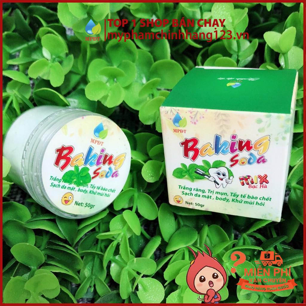 ( CHÍNH HÃNG )Baking soda mix Bạc Hà - Làm Trắng răng,Thơm miệng,ngừa mụn, Mịn da,Khử mùi, Tẩy da chết…