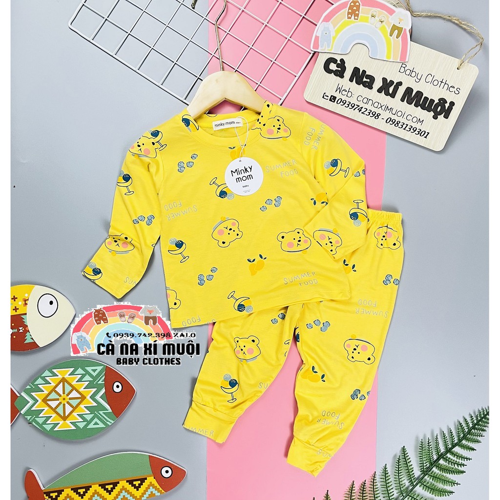 FULLSIZE(7-26KG)Bộ Minky Mom Thun Lạnh Dài TayFREE SHIPHàng Chuẩn Hoạ Tiết Dể Thương Cho Bé Gái Bé Trai, Đủ Màu