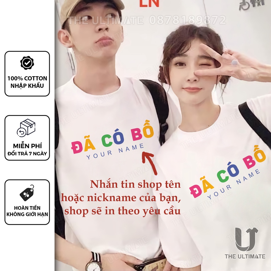 Áo phông Đã Có Bồ - áo cặp đôi, in tên phía dưới cực cá tính, thun cotton tay lỡ, form rộng 100% cotton co giãn