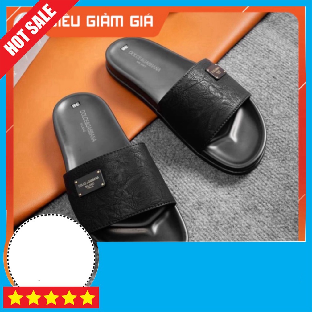 Dép nam quai ngang Dolce & Gabbana Siêu Bền Đẹp Thời Trang, Logo Kim Loại Sang Trọng  TrungPii