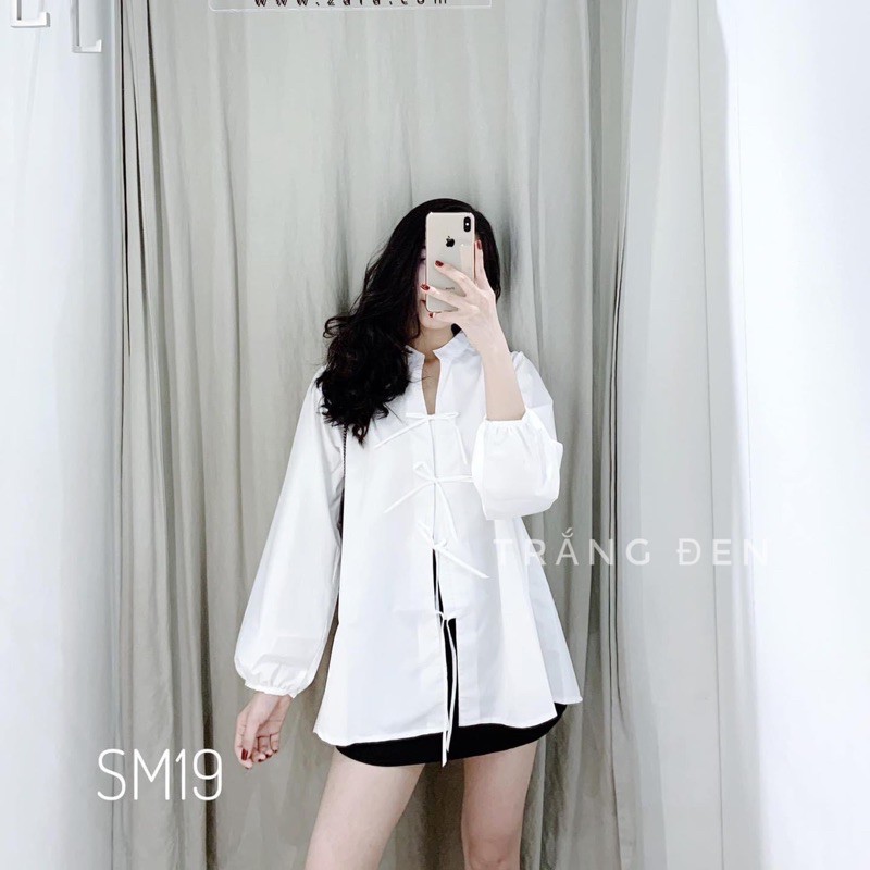 Sơ mi đan dây 💓💓 Trắng Đen