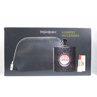 Bộ quà tặng nước hoa & son môi  YSL Yves Saint Laurent Black Opium 90ml