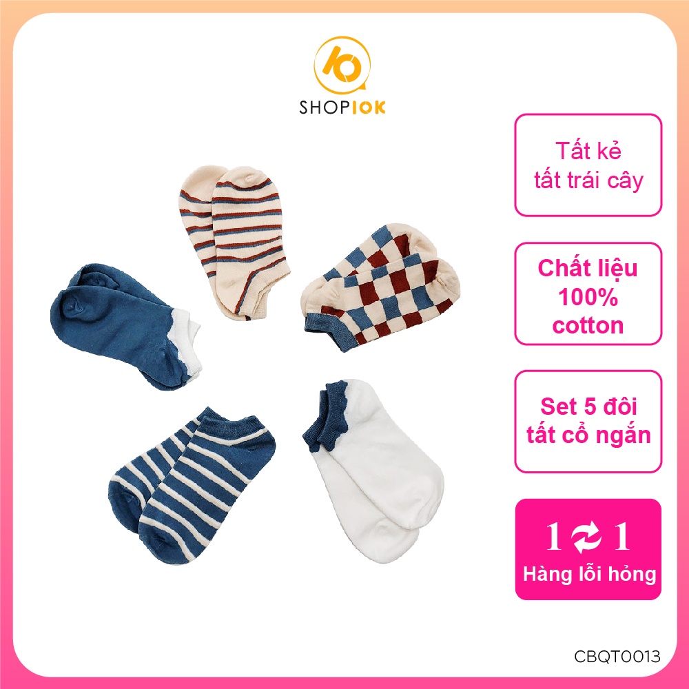 Tất Vớ Nữ Cổ ngắn, vớ Nữ Cổ ngắn Style Hàn Quốc sét 5 đôi