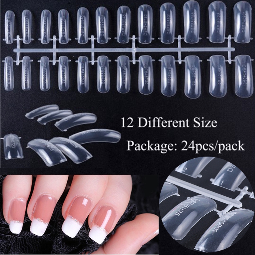 Bộ 24 khuôn móng tay giả trong suốt chuyên nghiệp
