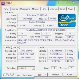 CPU Intel Xeon E3 1225v2 (3.6GHz, 8M, 4 Cores 4 Threads) Tương đương I5 3570K