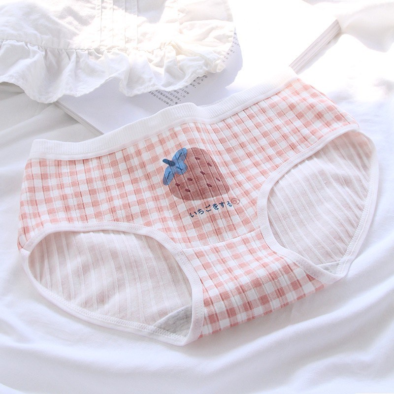 Quần Lót Nữ Cotton Set Cotton gân tăm Dâu hồng cạp chun mẫu A292