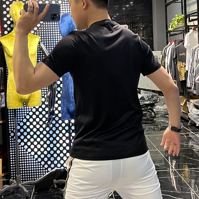 Áo Thun Tay Ngắn Cổ Tròn Họa Tiết Da Báo Đính Đá Thời Trang Mùa Hè Phong Cách Âu Mỹ Mới