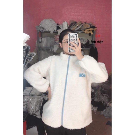 Áo khoác lông PICHI khoá hót trendss,2 màu trắng,xanh xám ,Nữ &lt; 53kg