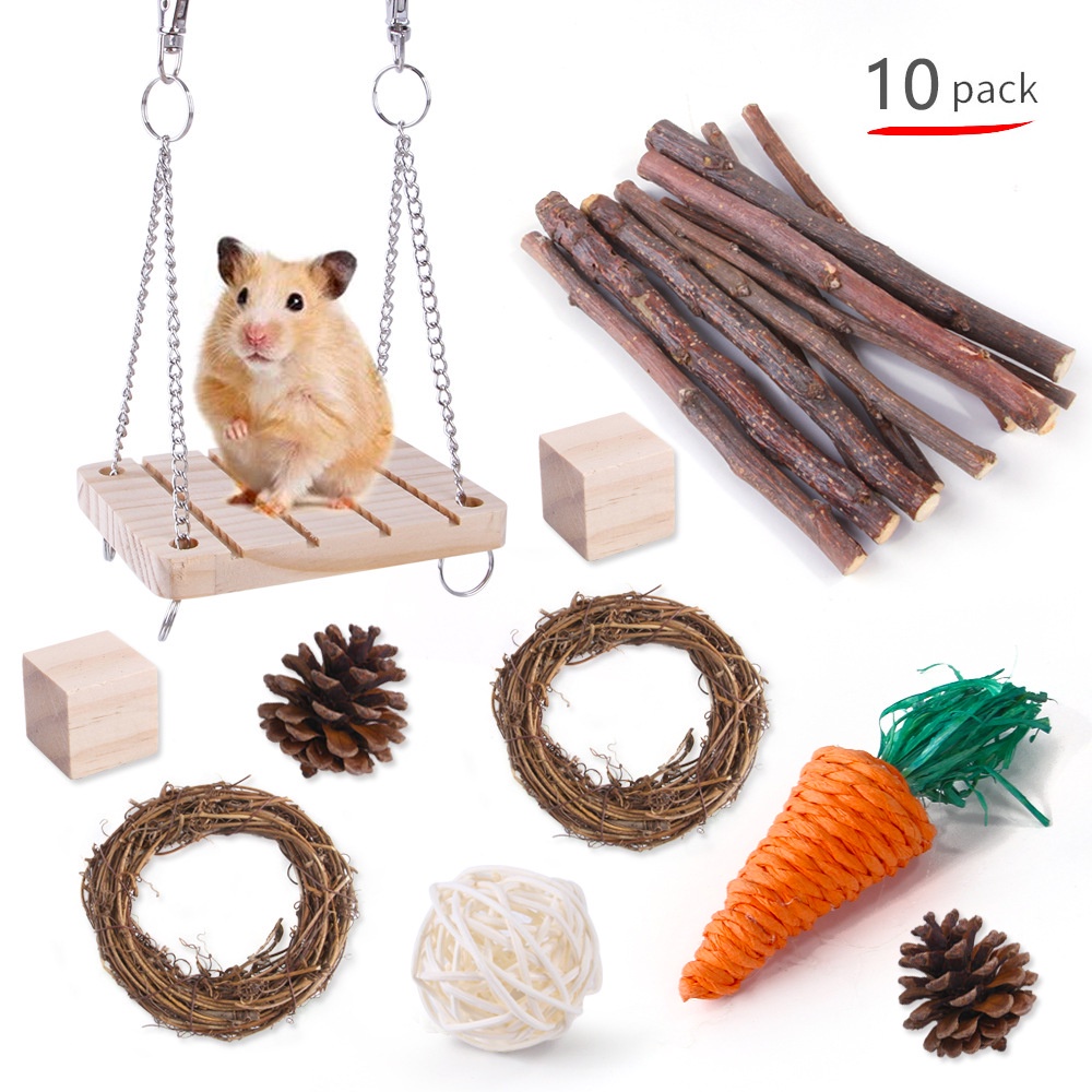 Bộ Đồ Chơi Mài Răng Bằng Gỗ Cho Chuột Hamster / Thỏ