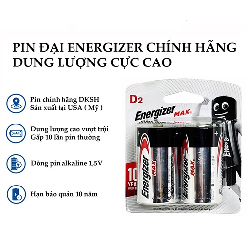1 Vỉ Pin Đại D Alkaline Chính Hãng GP, Energizer, Panasonic, Duracell,..chính hãng