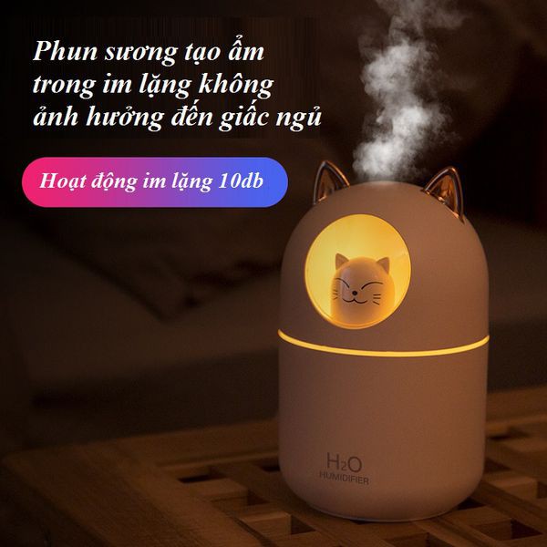 Máy phun sương mini hình thú cưng có đèn ngủ phù hợp dùng cho gia đình dung tích 300ml - Itech care shop