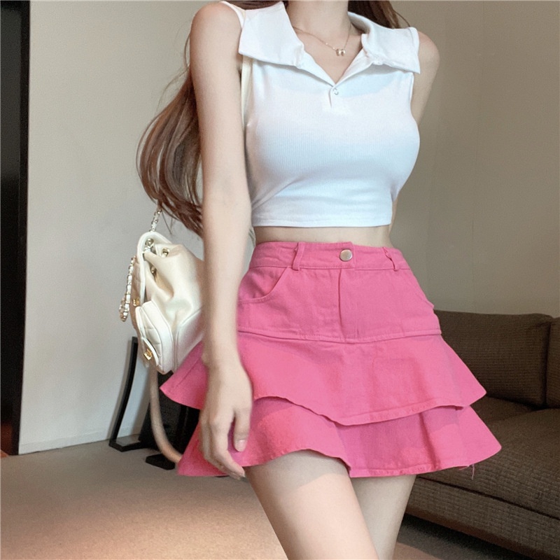 Chân váy bò dáng tầng bèo Quảng châu