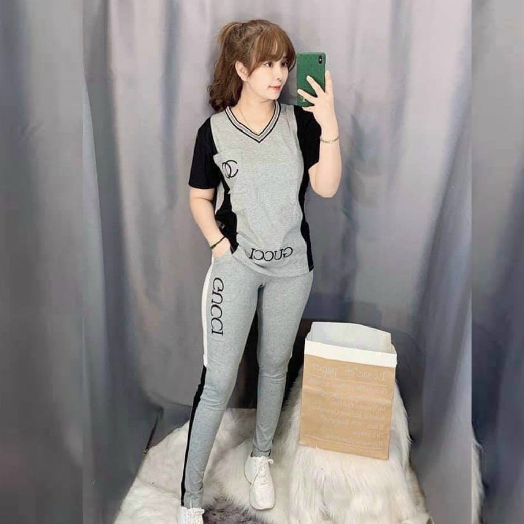 Đồ bộ nữ trung niên ESHOP mặc nhà bigsize quần dài đẹp dễ thương mùa hè đi chơi ngủ thun cotton thể thao DB13