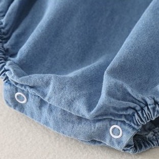 Bộ áo liền quần denim trơn màu cho bé gái