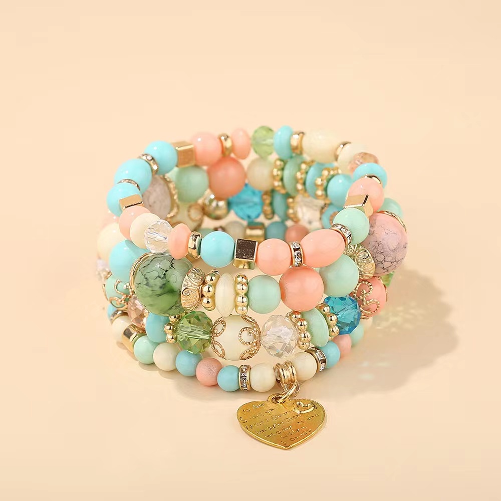 Vòng Tay Chuỗi Hạt Nhiều Lớp Đính Tua Rua Phong Cách Bohemian